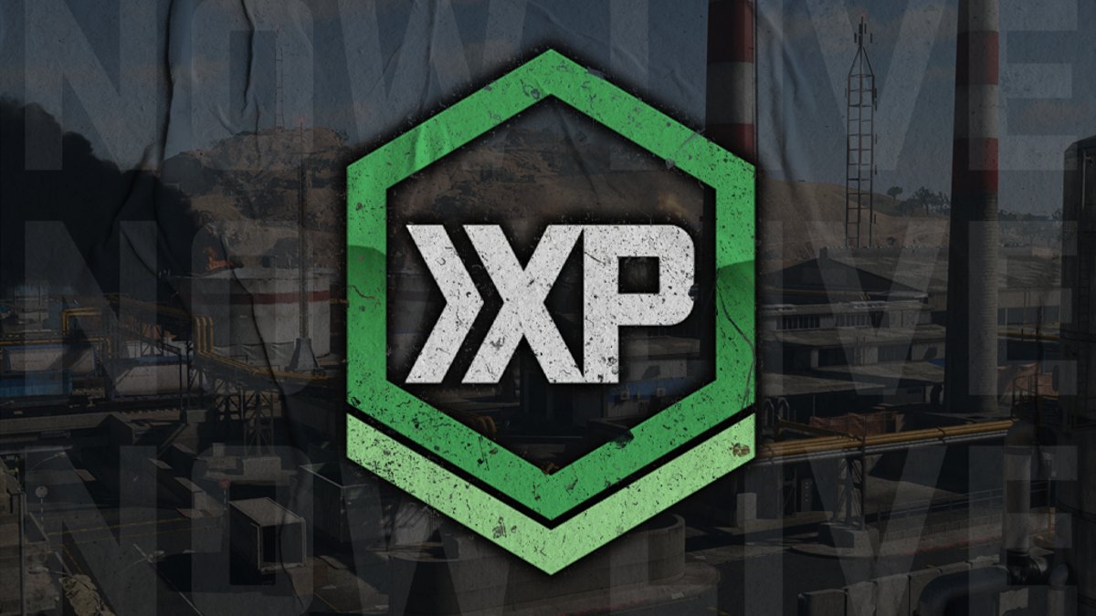 A Double XP Logo for Call of Duty Modern Warfare 2 and Warzone 2.0. It is a green hexagon with "XP" within