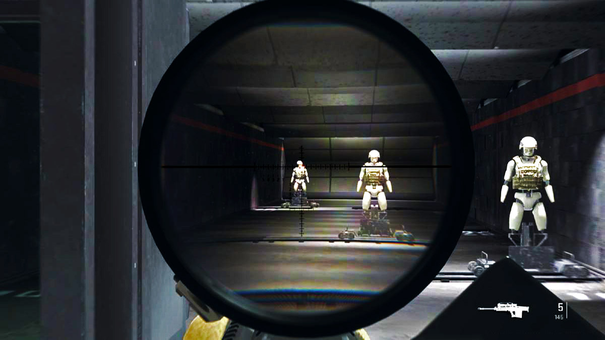 The player character in Call of Duty Modern Warfare 2 aiming his sniper scope.