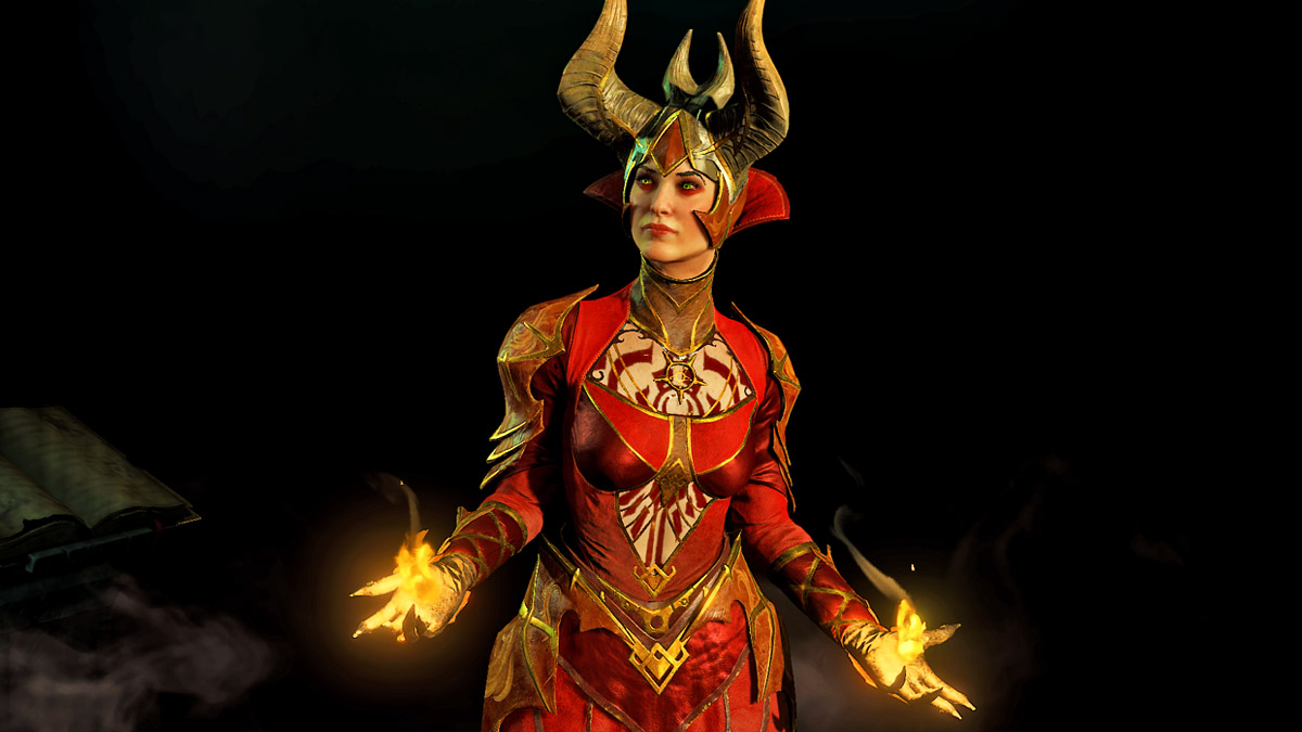 A female character in the character builder screen of Diablo 4.