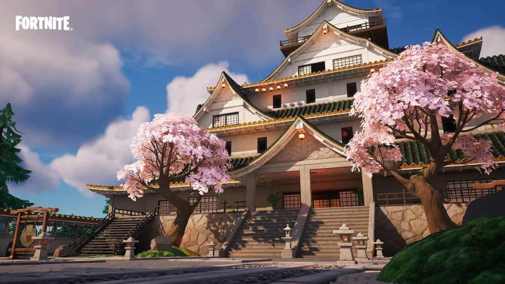 Kenjutsu Crossing", a serene area in the southeastern region of Fortnite's map in Chapter 4 Season 2. It features a large dojo and small temples to explore, as well as a long bridge connecting it to Steamy Springs