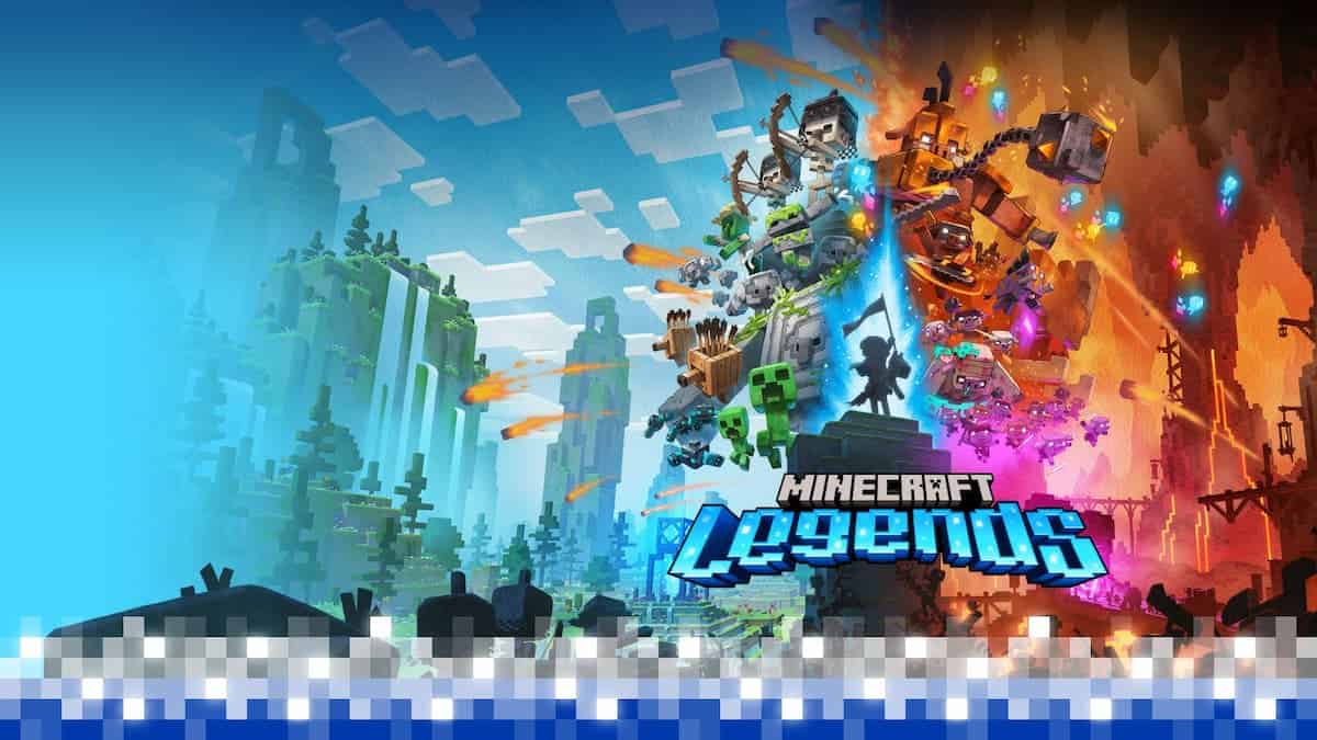 The cover image for the game Minecraft Legends.