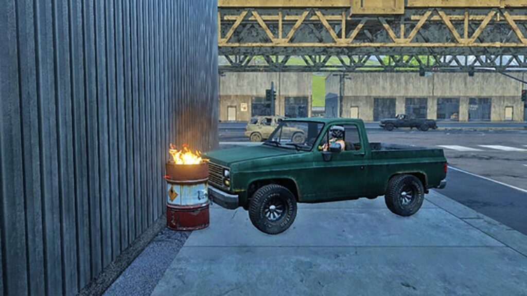 A player in Z1 Battle Royale driving into a barrel.