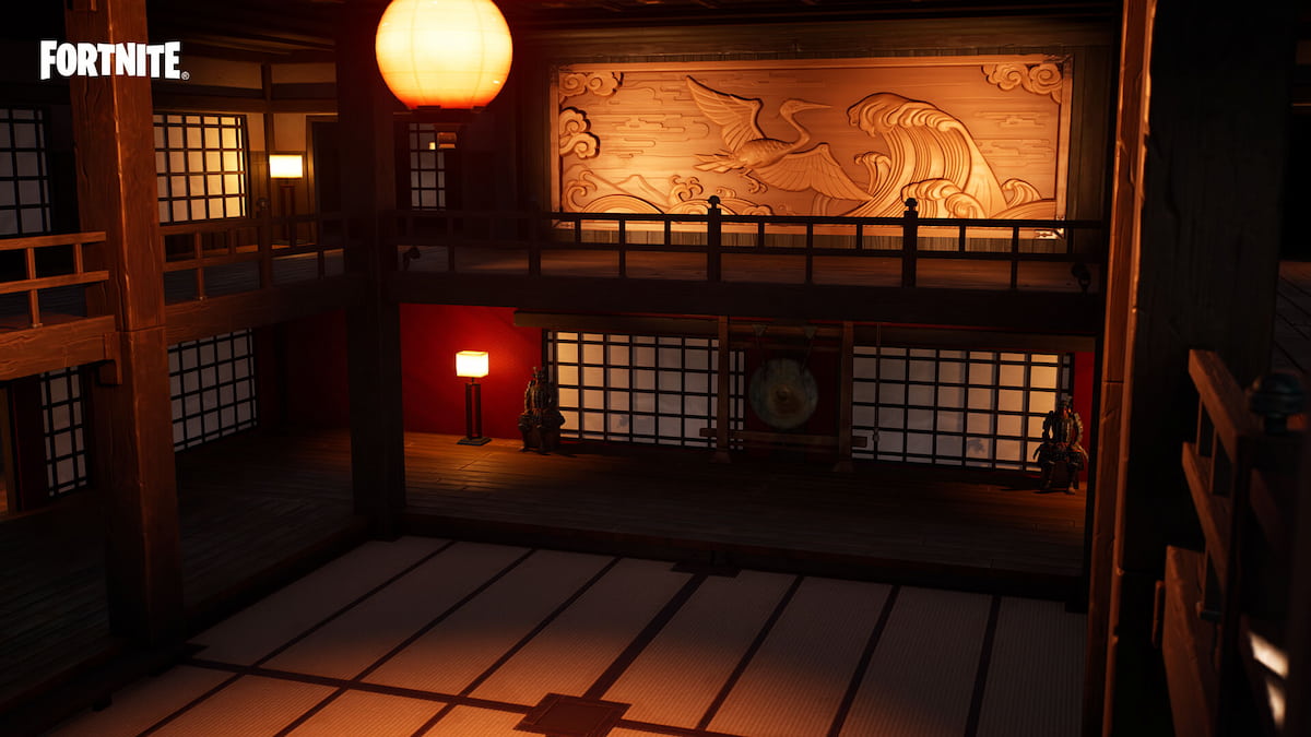 A dimly lit dojo from Fortnite Chapter 4 Season 2.