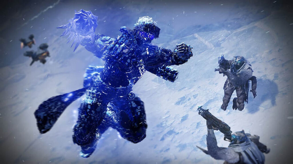 Image of the Winter Warrior in Destiny 2, an ultimate ability that turns players into a powerful ice entity, capable of freezing enemies and shattering them with deadly force.