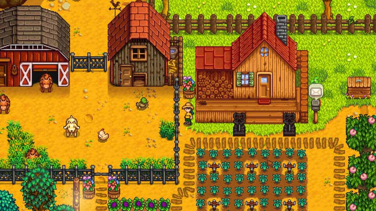 A farm in Stardew Valley.