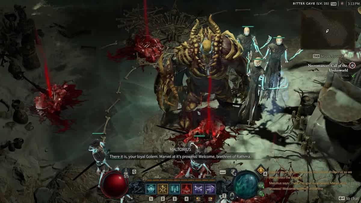 A screenshot from Diablo 4 showing the Golem in all of its glory.