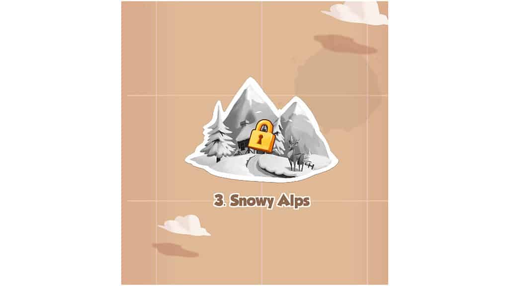 Image showing Village 3, Snowy Alps, on the Coin Master map.