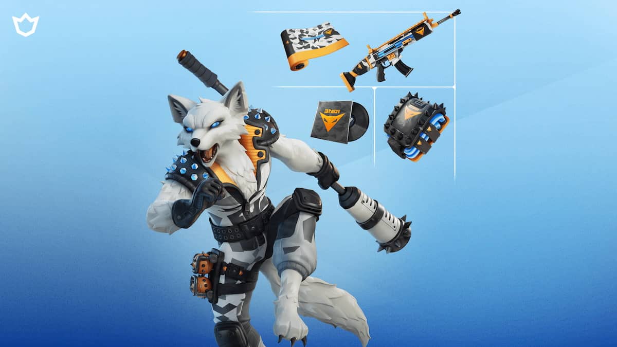 Image of the contents of the Fortnite Winter Trickster Legacy Set.