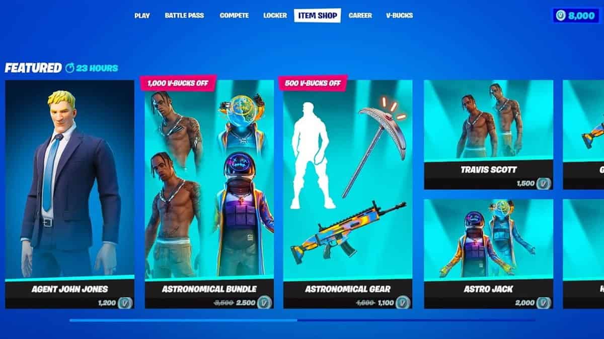 Fortnite item shop Travis Scott