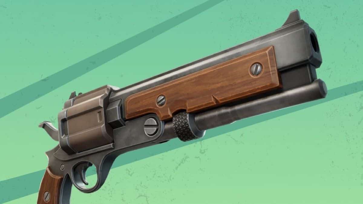 The Mammoth Pistol against a green background in Fortnite