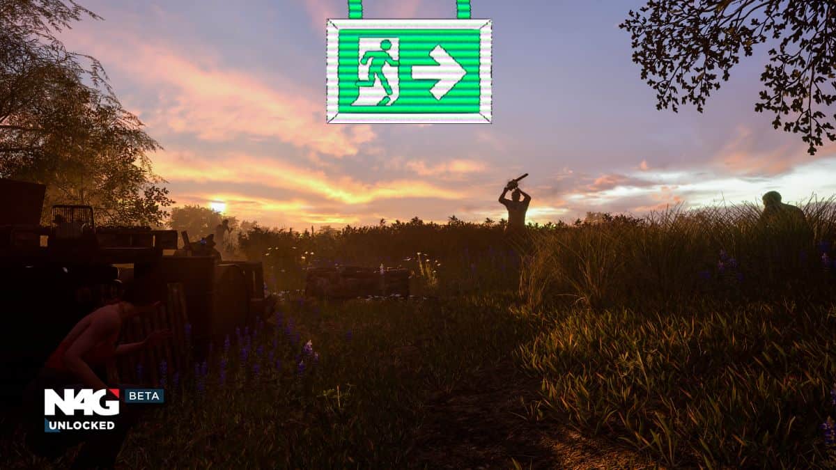 How to escape in Texas chain saw massacre players hiding in long grass with exit sign