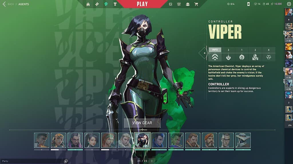 best controller agent Viper profile in valorant