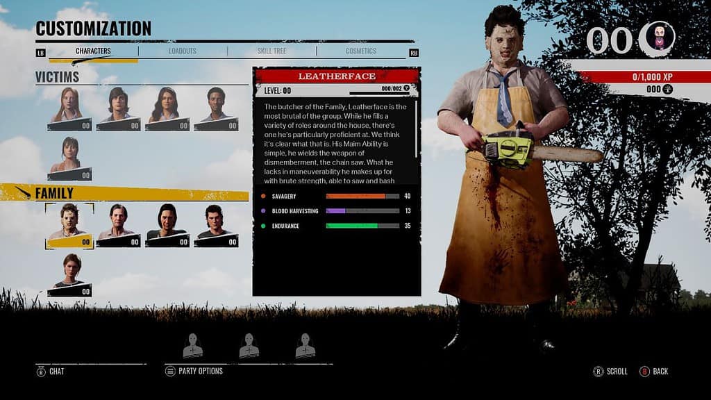 Best Leatherface Build, attributes page in TCM