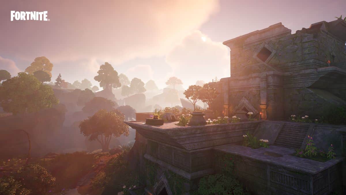 Ruins at sunset in Fortnite