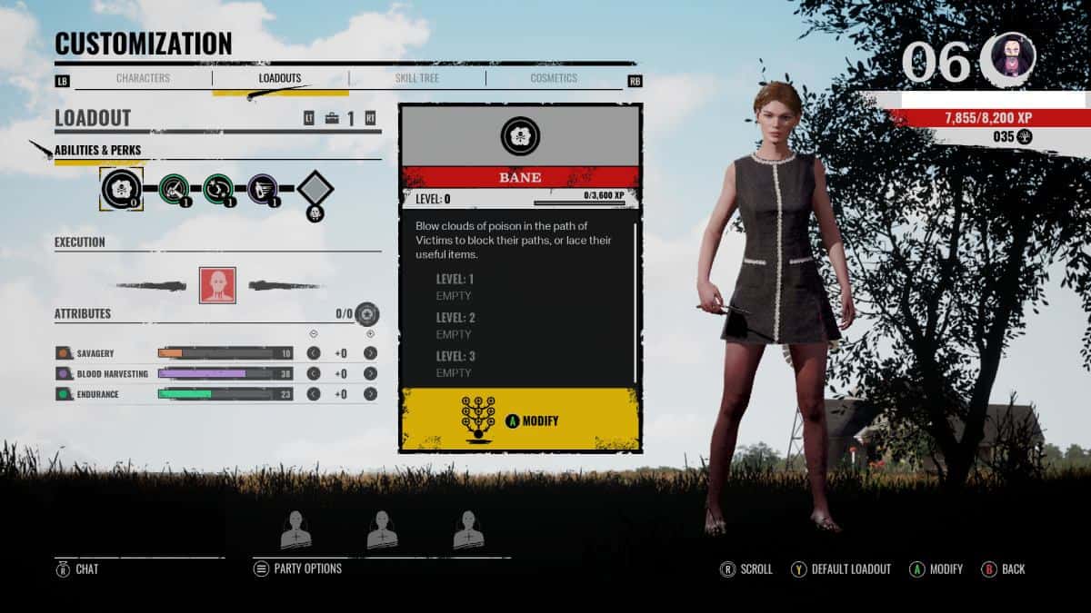 sissy build loadout screen in texas chain saw massacre