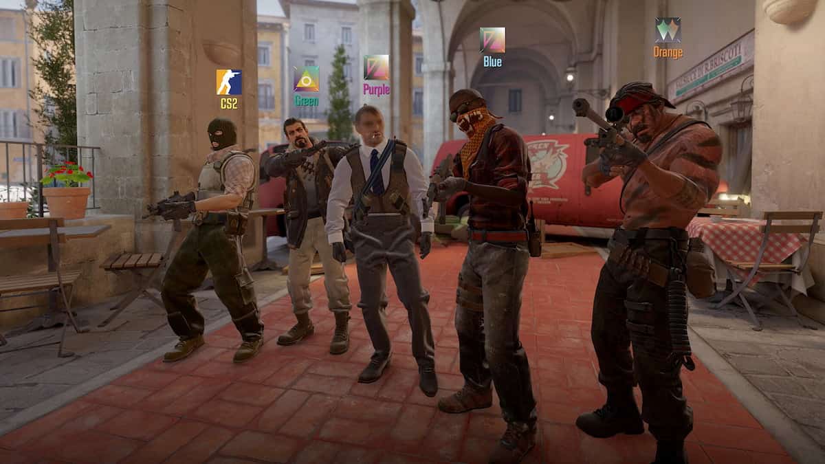 Image of a team of five Terrorist players in CS2.