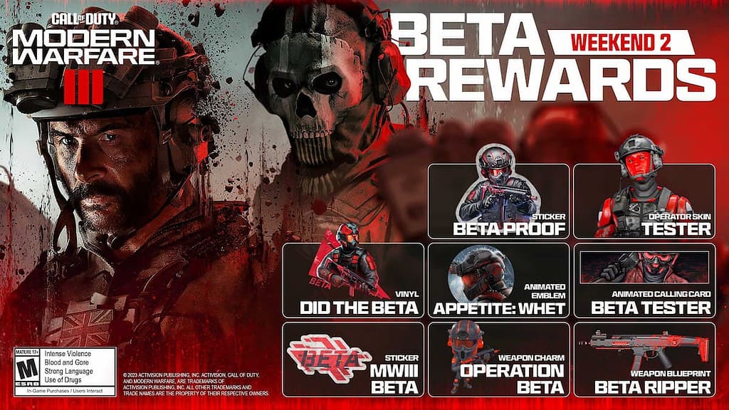 Modern Warfare 3 image of rewards during beta