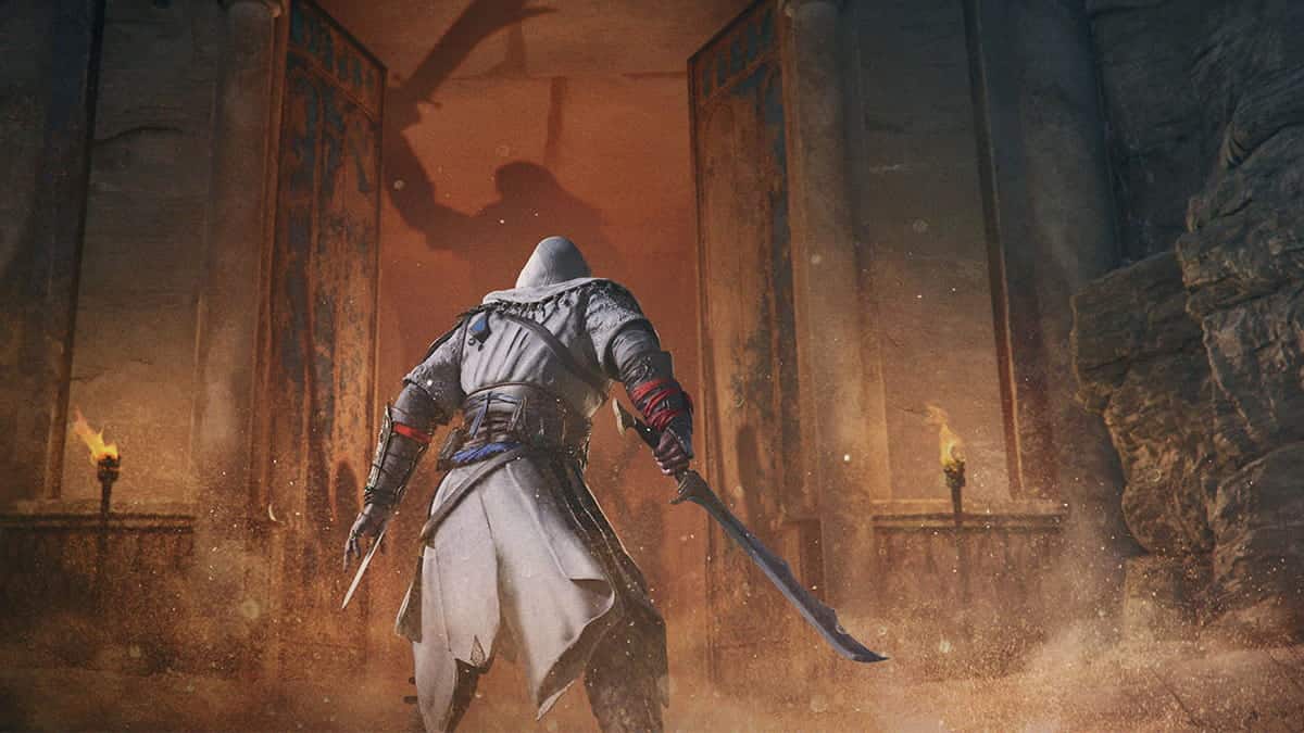 Image of the Assassin observing a silhouette of an enemy in Assassin's Creed Mirage.