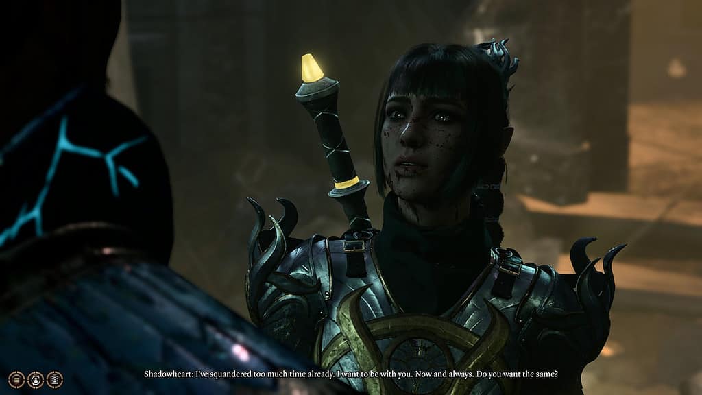 Image of Shadowheart professing her feelings in Act 2 of Baldur's Gate 3.