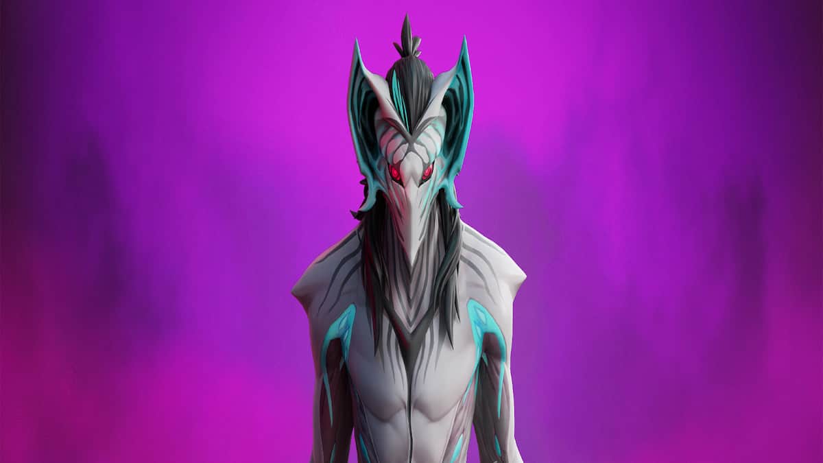 Fortnite Kado Thorne vampire standing in front of a purple background for Fortnitemares 2023