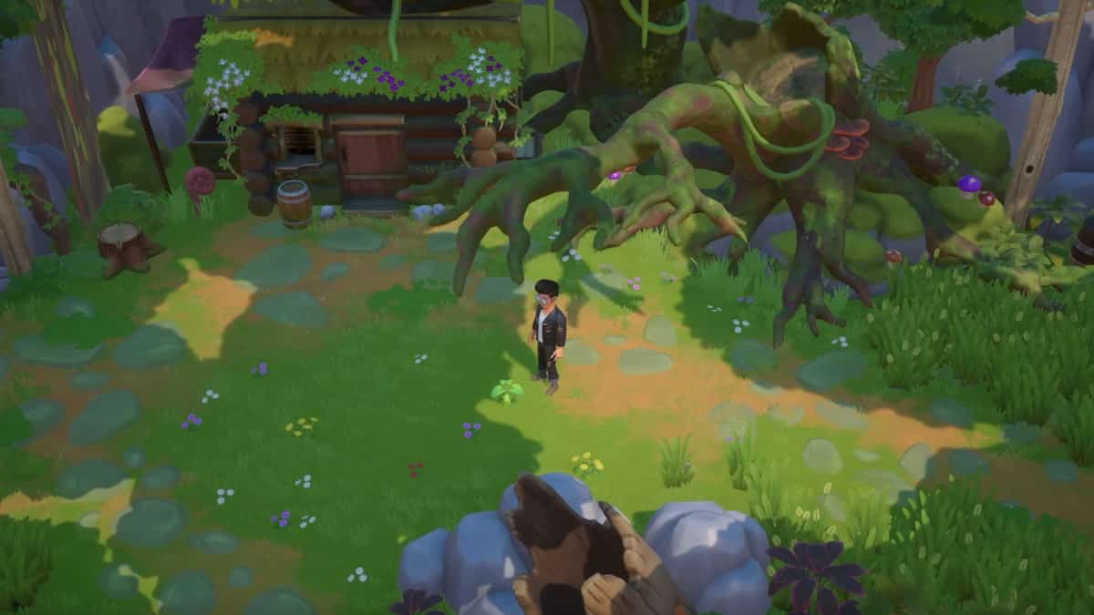 Coral Island screenshot of the game from the official trailer, character foraging in the forest