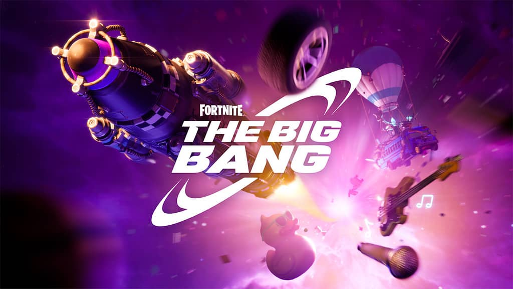 Official poster of the Fortnite Big Bang event, featuring Battle Bus.