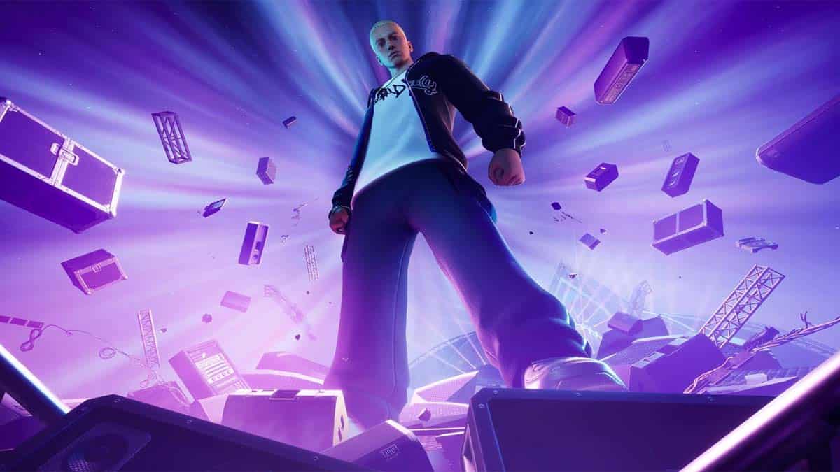 Poster of the Fortnite Big Bang event, featuring Eminem.