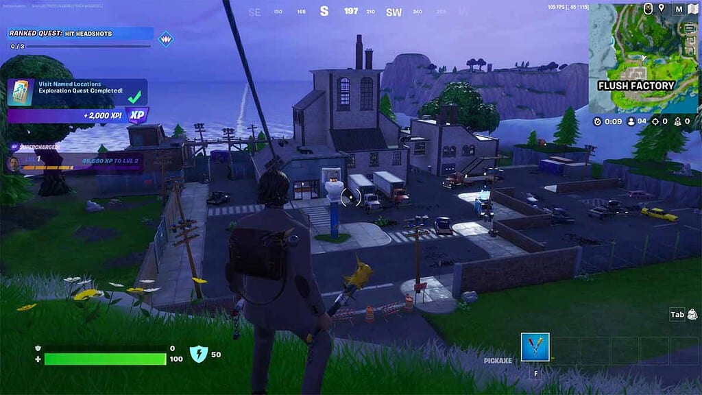 An image of Flush Factory, one of the Fortnite Best POIs in the game.