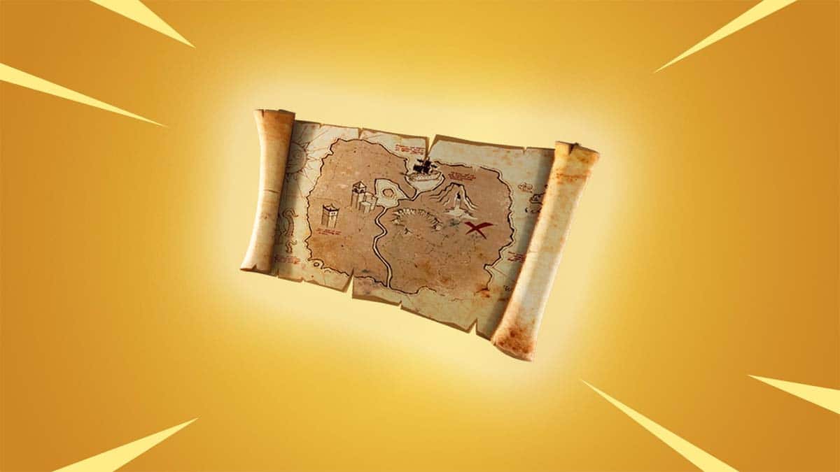 An image of the Buried Treasure Map in Fortnite OG, highlighting its legendary rarity level.