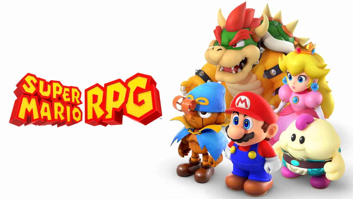 Image of Mario RPG Remake characters, including Mario, Bowser, Princess Peach, Mallow, and Geno.