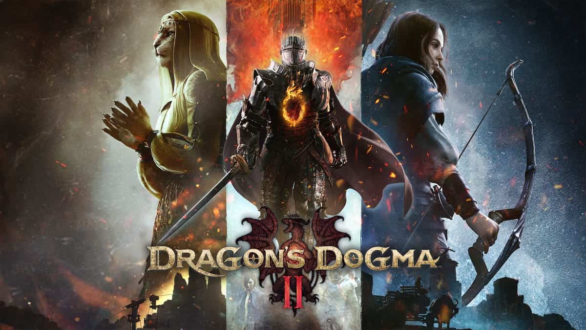 Image of characters and logo from the game Dragon's Dogma 2