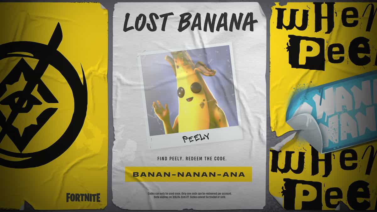 Fortnite image of a banana with a redeem code