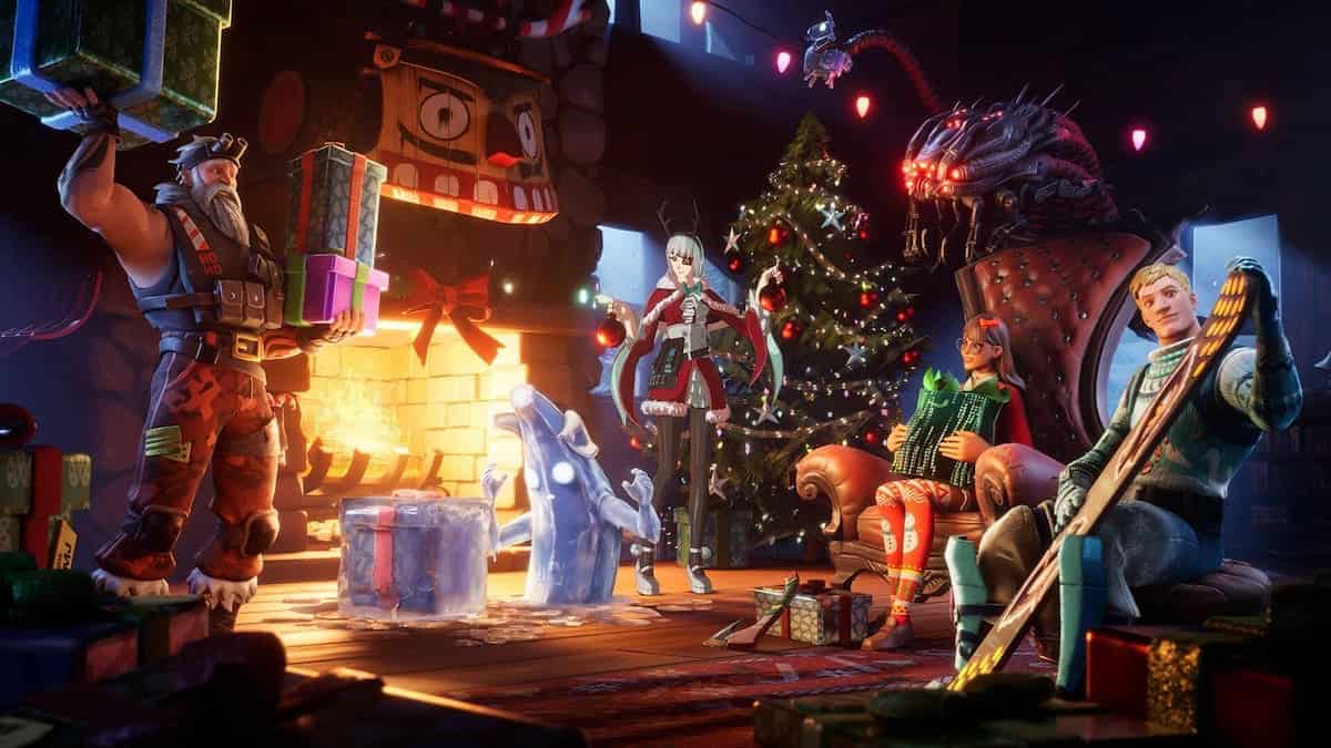 Fortnite Winterfest splash image of characters lounging