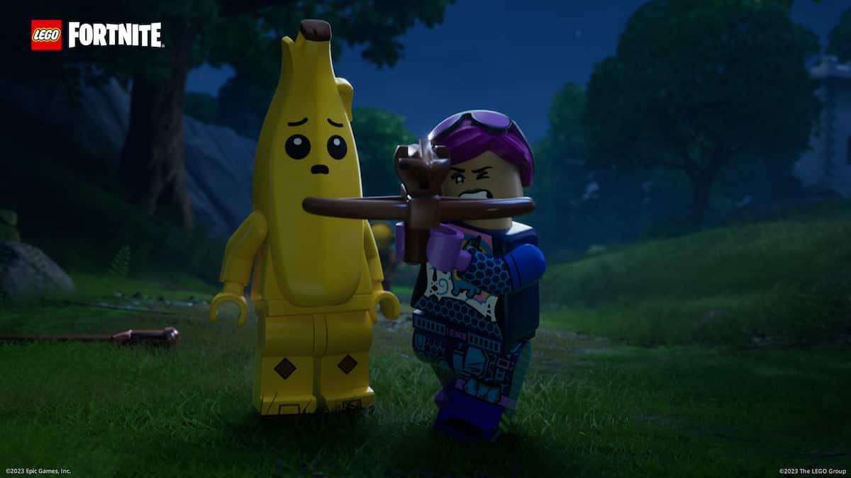 Fortnite LEGO screenshot of characters in the night