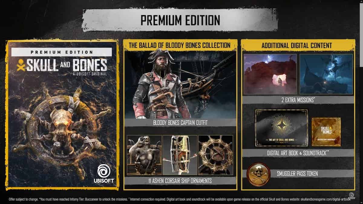 Skull and Bones image of contents of the Premium edition