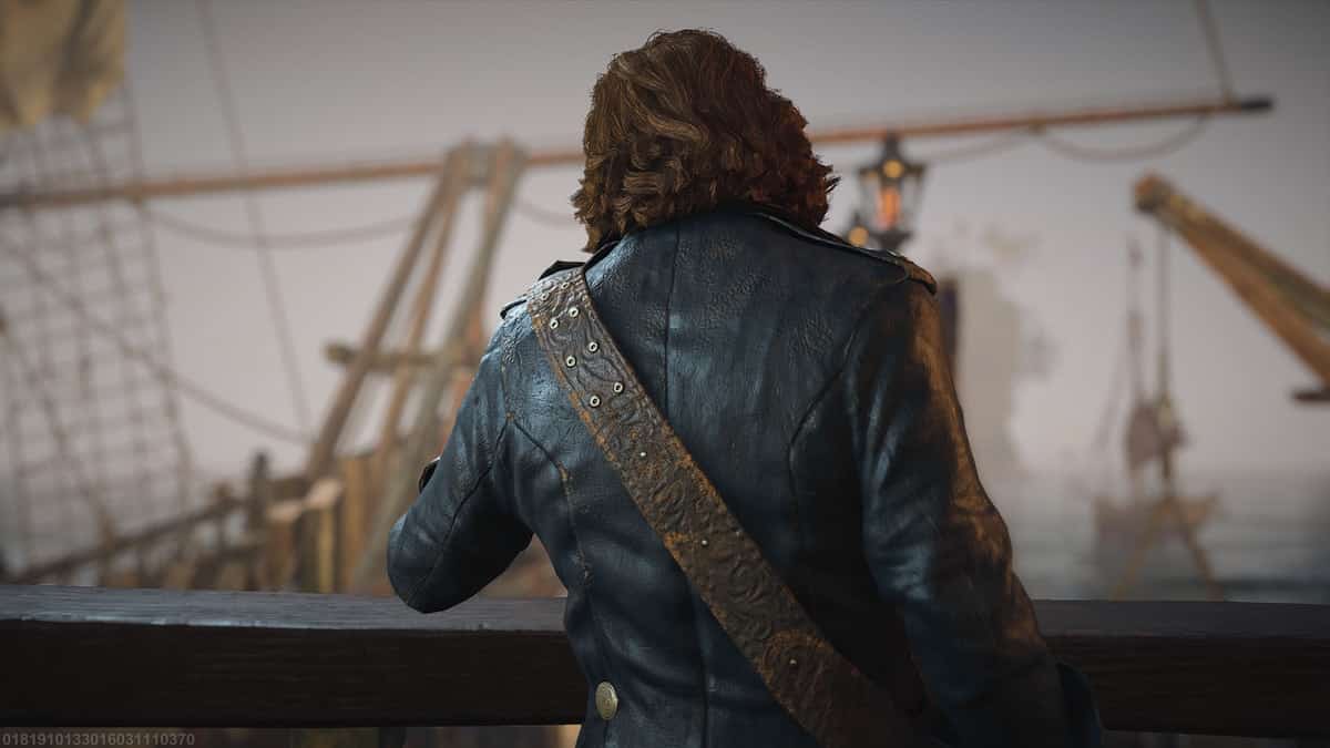 Skull and Bones screenshot of the pirate kingpin's back