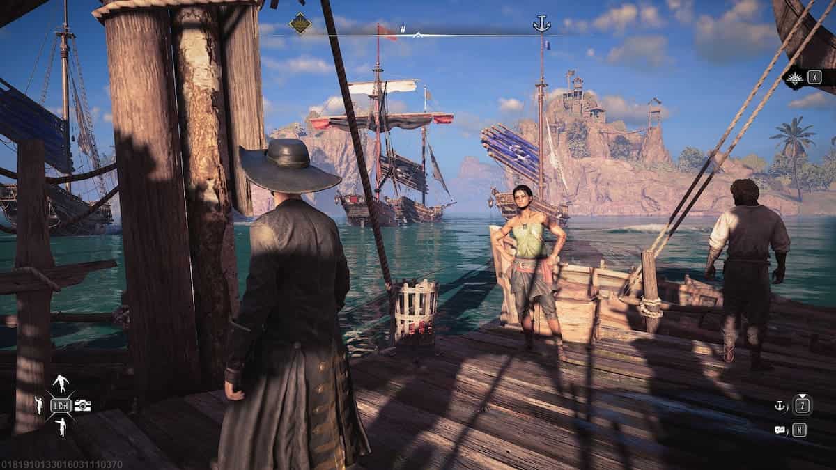 Skull and Bones screenshot of characters standing on a pier