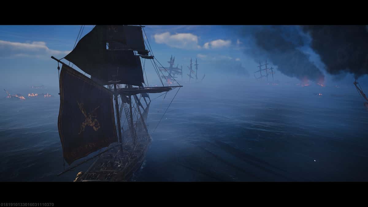 Skull and Bones screenshot of a chase during a storm