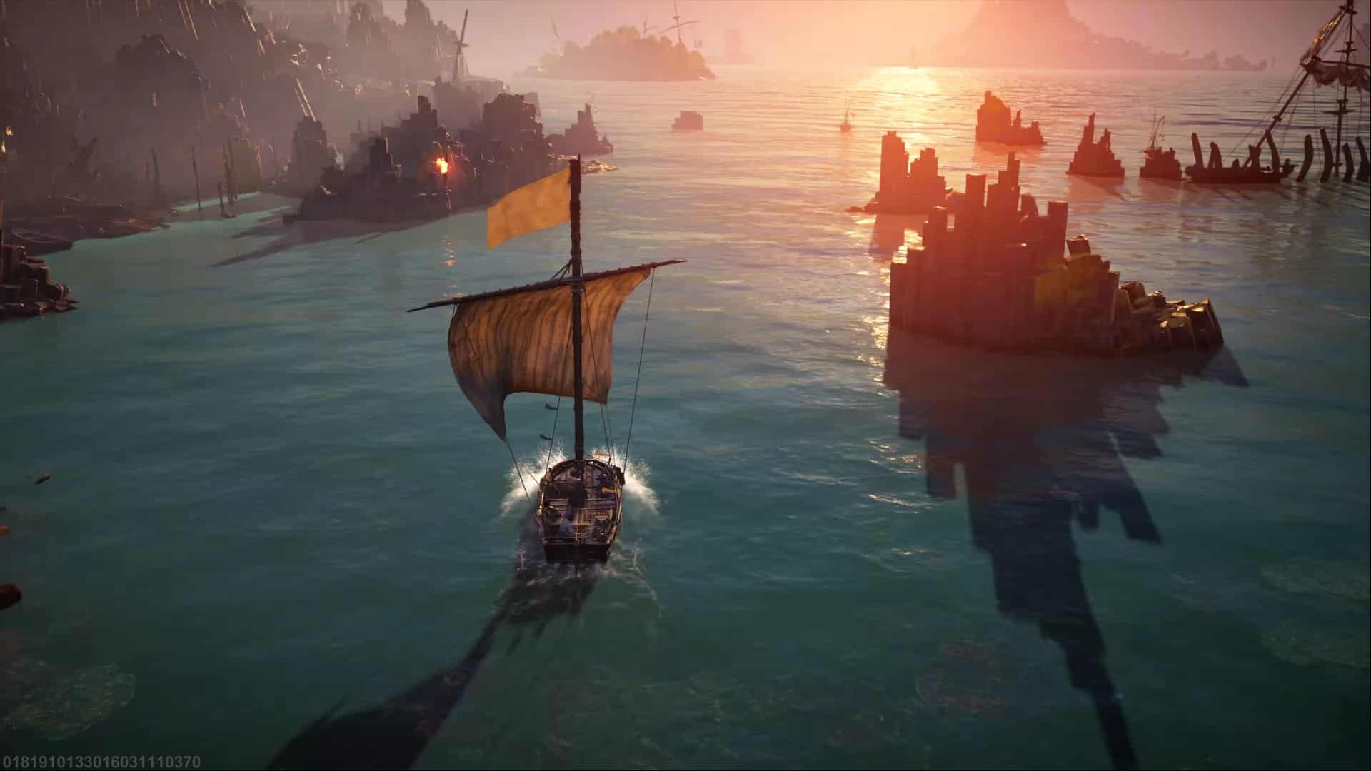 Skull and Bones screenshot of a coast and boats