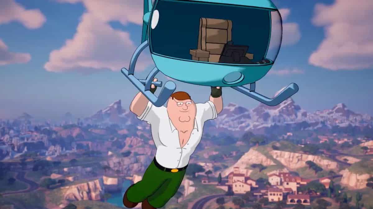 Peter Griffin drops from helicopter in Fortnite