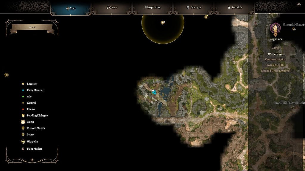 Baldur's Gate 3 ownbear nest location on the map