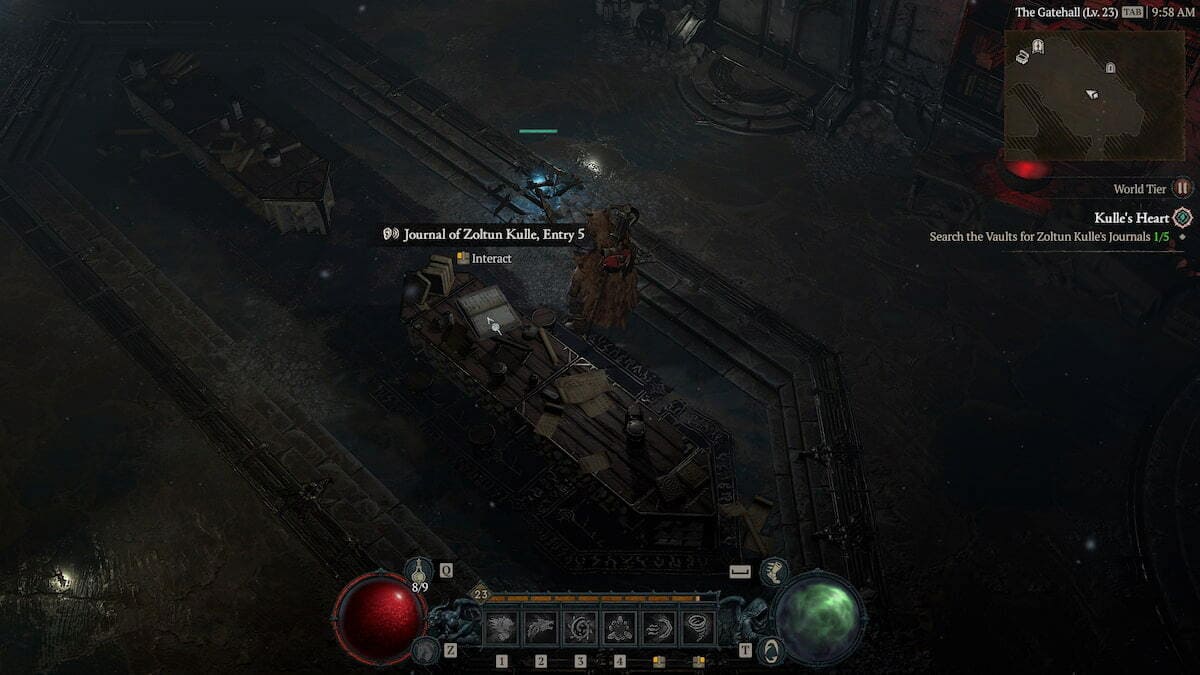 Diablo 4 Season 3 screenshot of a Kulle's Journal drop