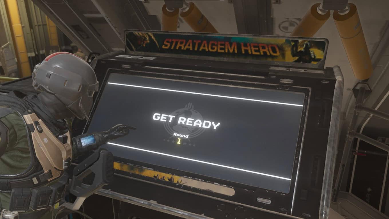 Helldivers 2 screenshot of the Stratagem Hero minigame powered up