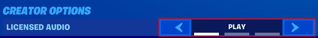 Fortnite image of a licenced audio tab in the settings