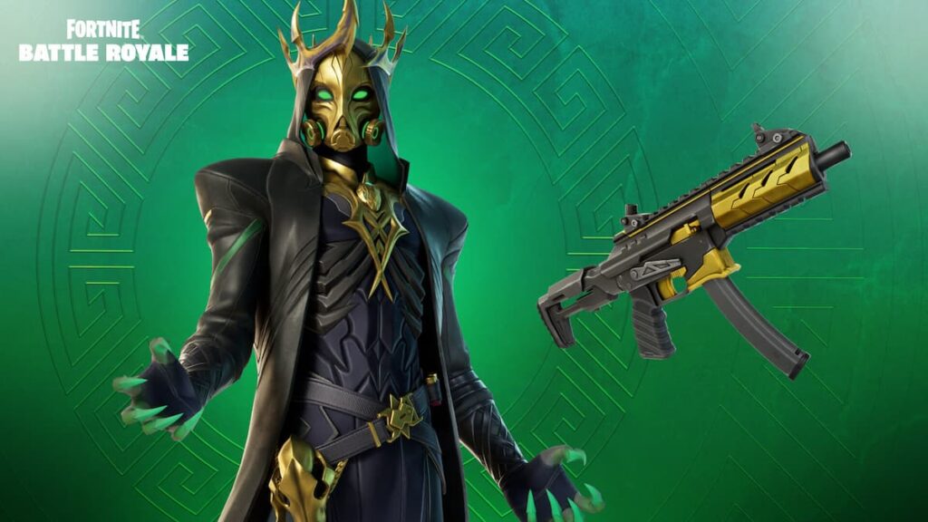 Fortnite Myths and Mortals promo image of the Harbinger SMG