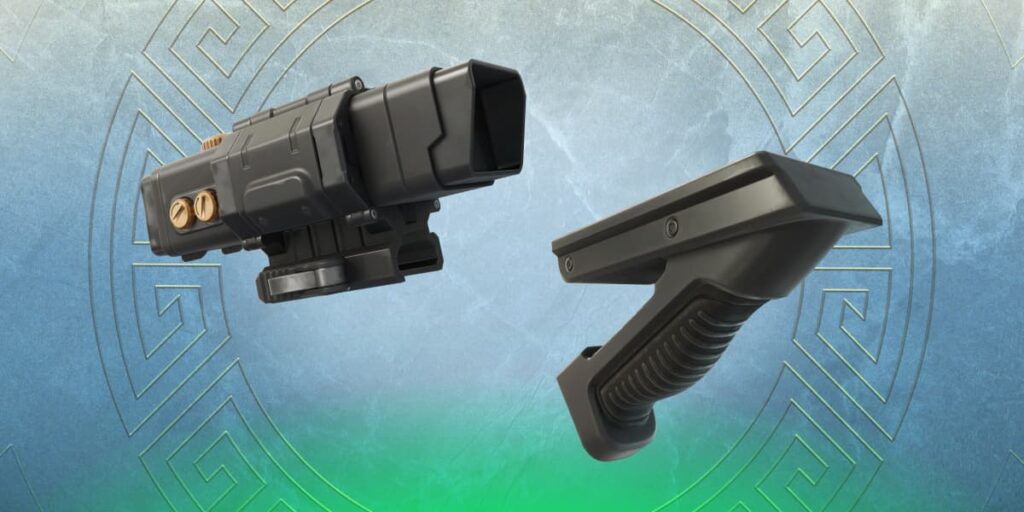 Fortnite Myths and Mortals promo image of Thermal Scope and Speedgrip mods