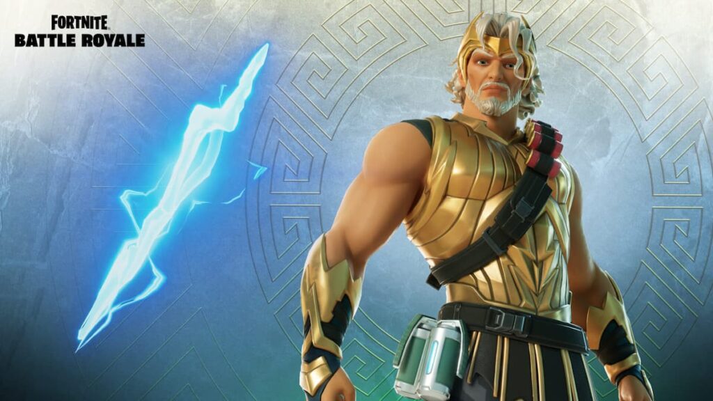 Fortnite Myths and Mortals promo image of Zeus and Thunderbolt of Zeus