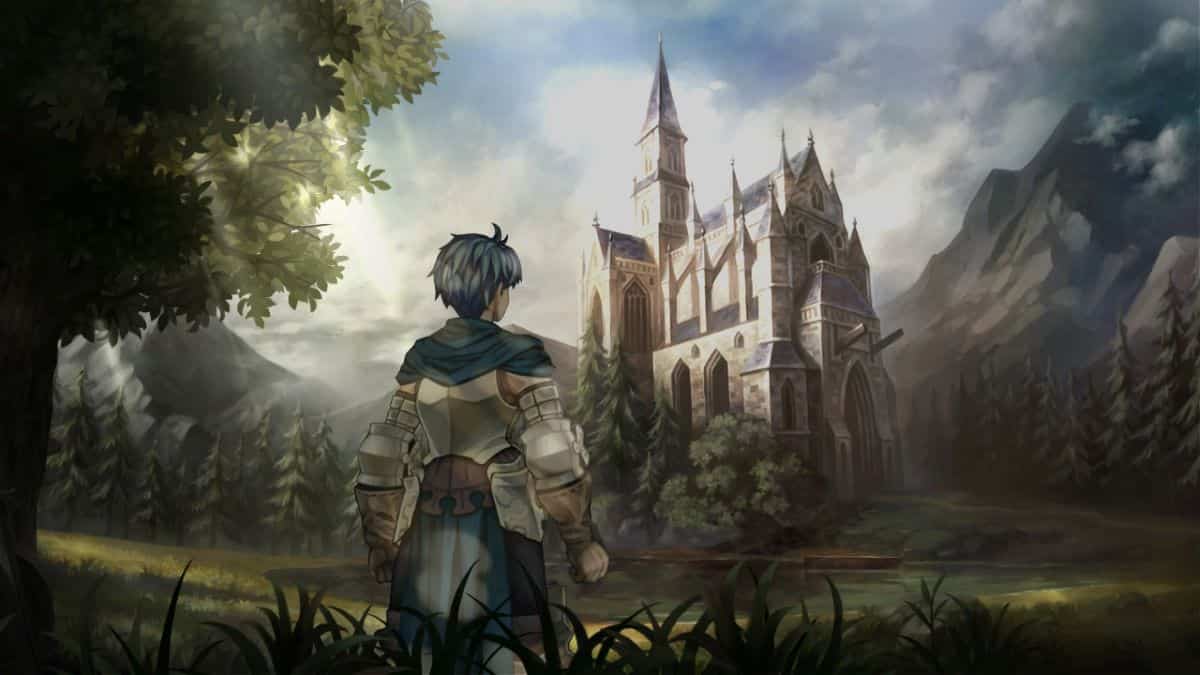 Alain stares off towards a castle in the distance in Unicorn Overlord