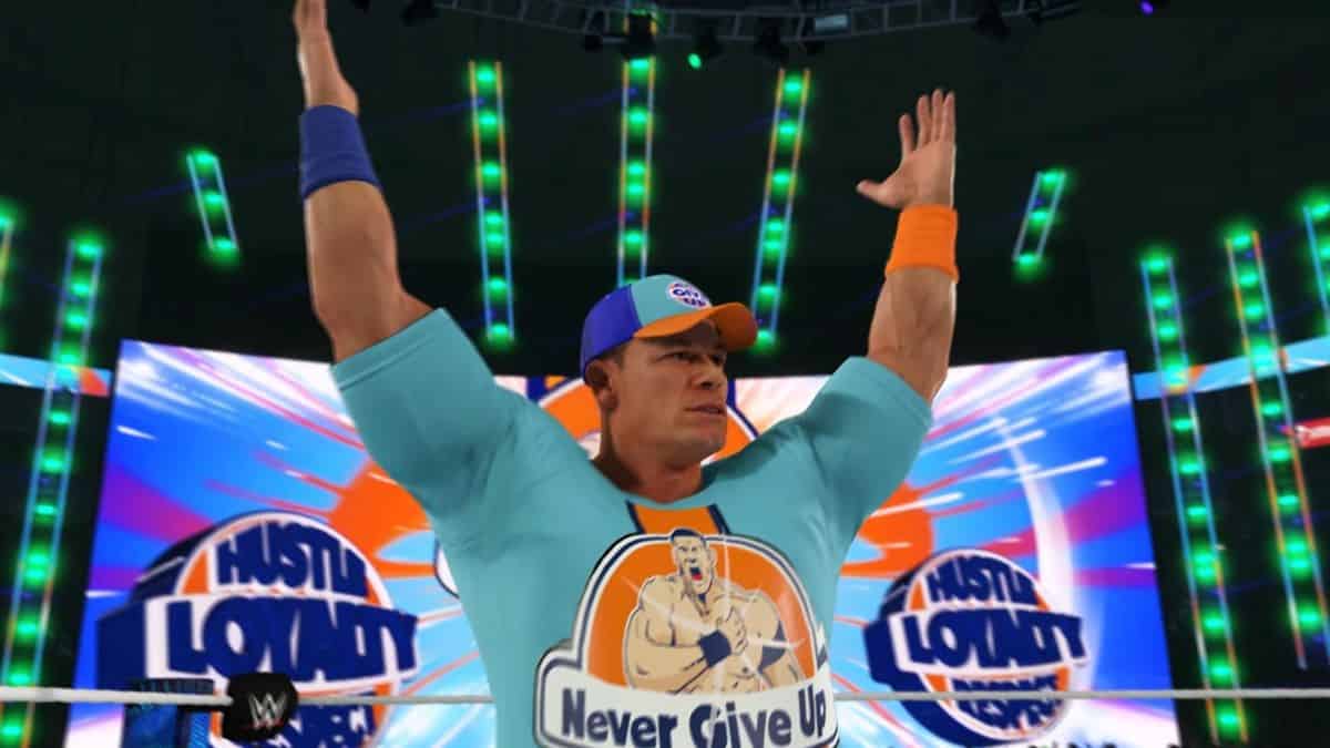 John Cena rallies the crowd in WWE 2K24