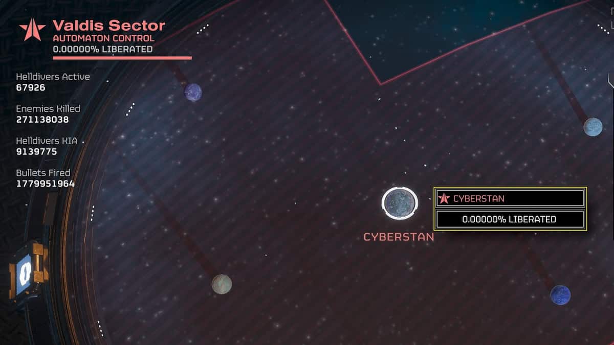 Helldivers 2 image of the Valdis Sector and Cyberstan